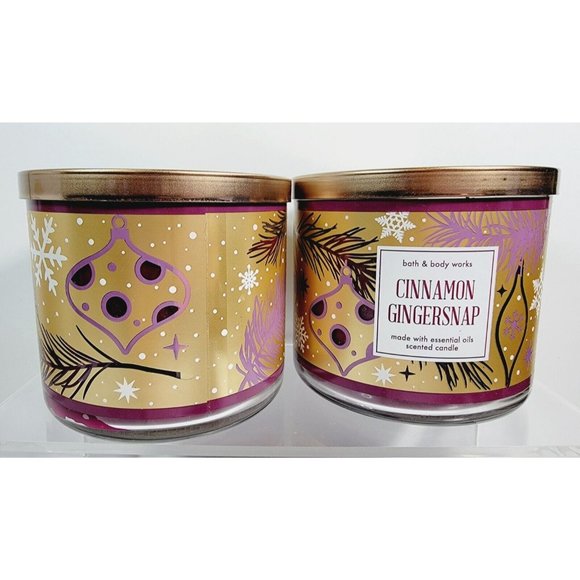 2 CINNAMON GINGERSNAP Bath & Body Works 3 Wick Scented Candle 14.5oz NEW - Picture 4 of 10